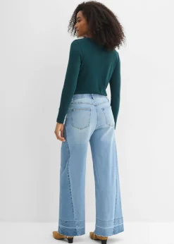 Sale Vaqueros de pernera ancha, mid waist Mujer Tallas Pequeñas|Novedades