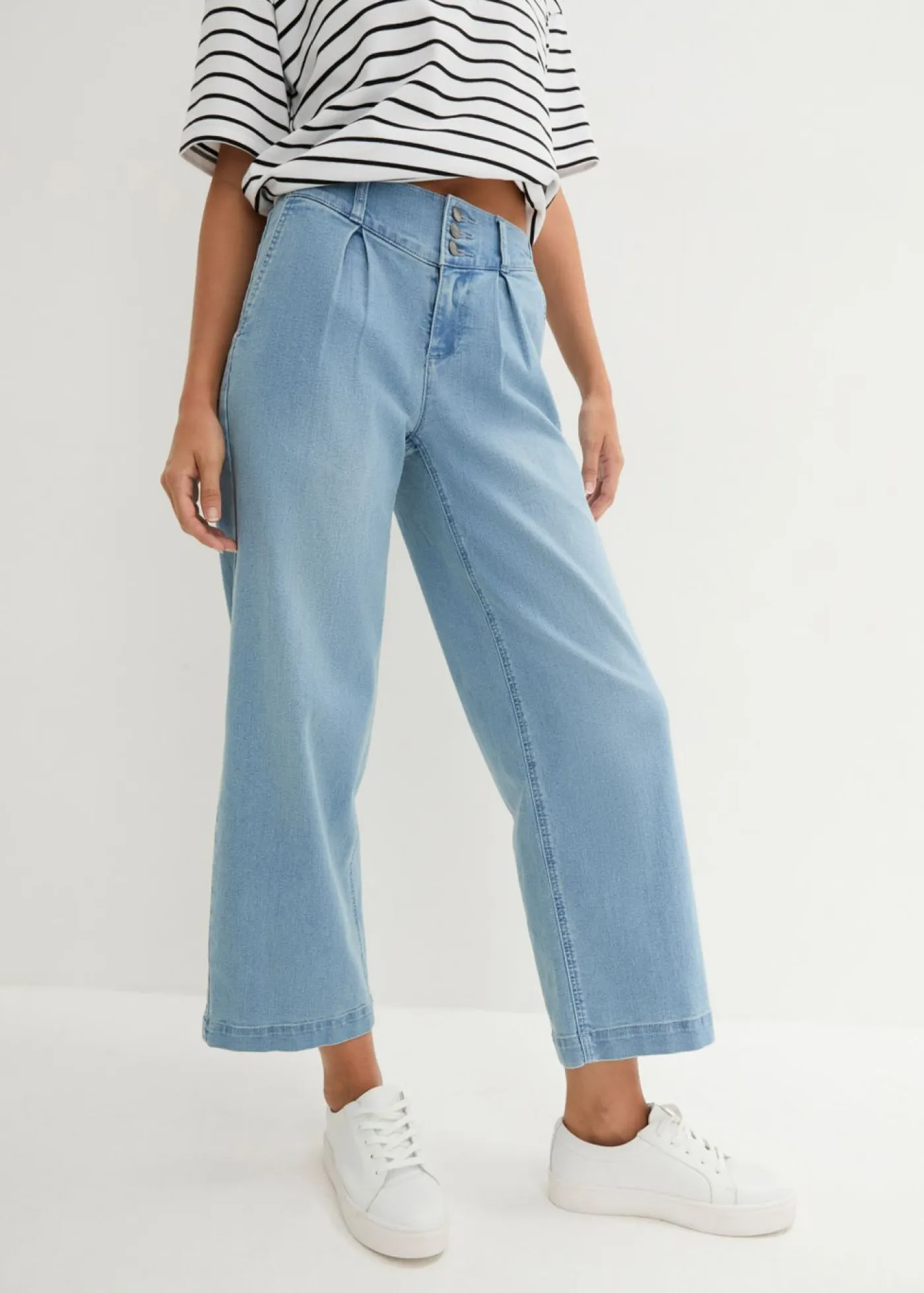 Vaqueros de pernera ancha, high waist, cintura cómoda Mujer Vaqueros