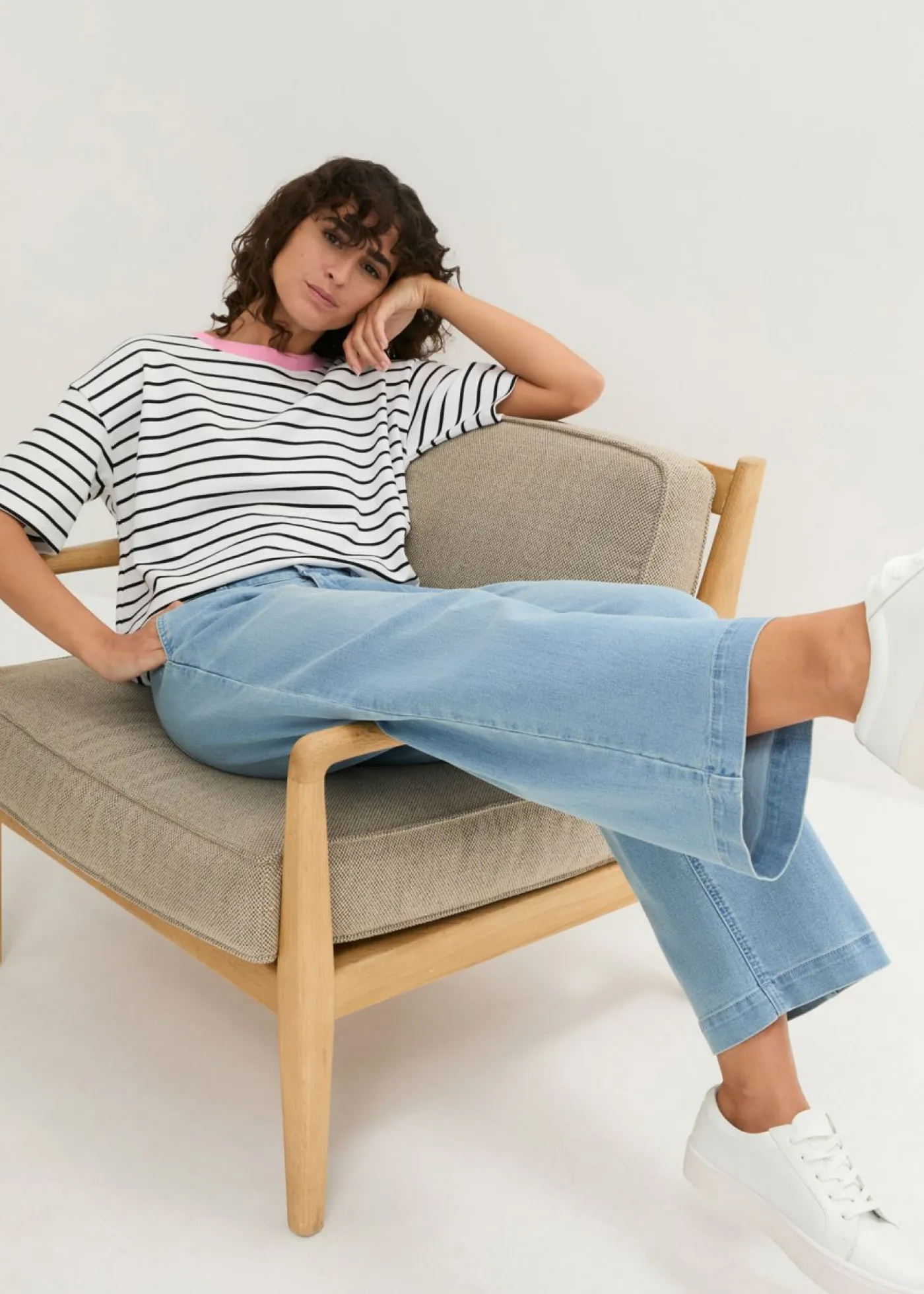 Vaqueros de pernera ancha, high waist, cintura cómoda Mujer Vaqueros