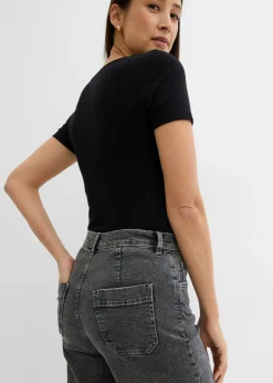 Clearance Vaqueros de pernera ancha, high waist, cropped Mujer Vaqueros
