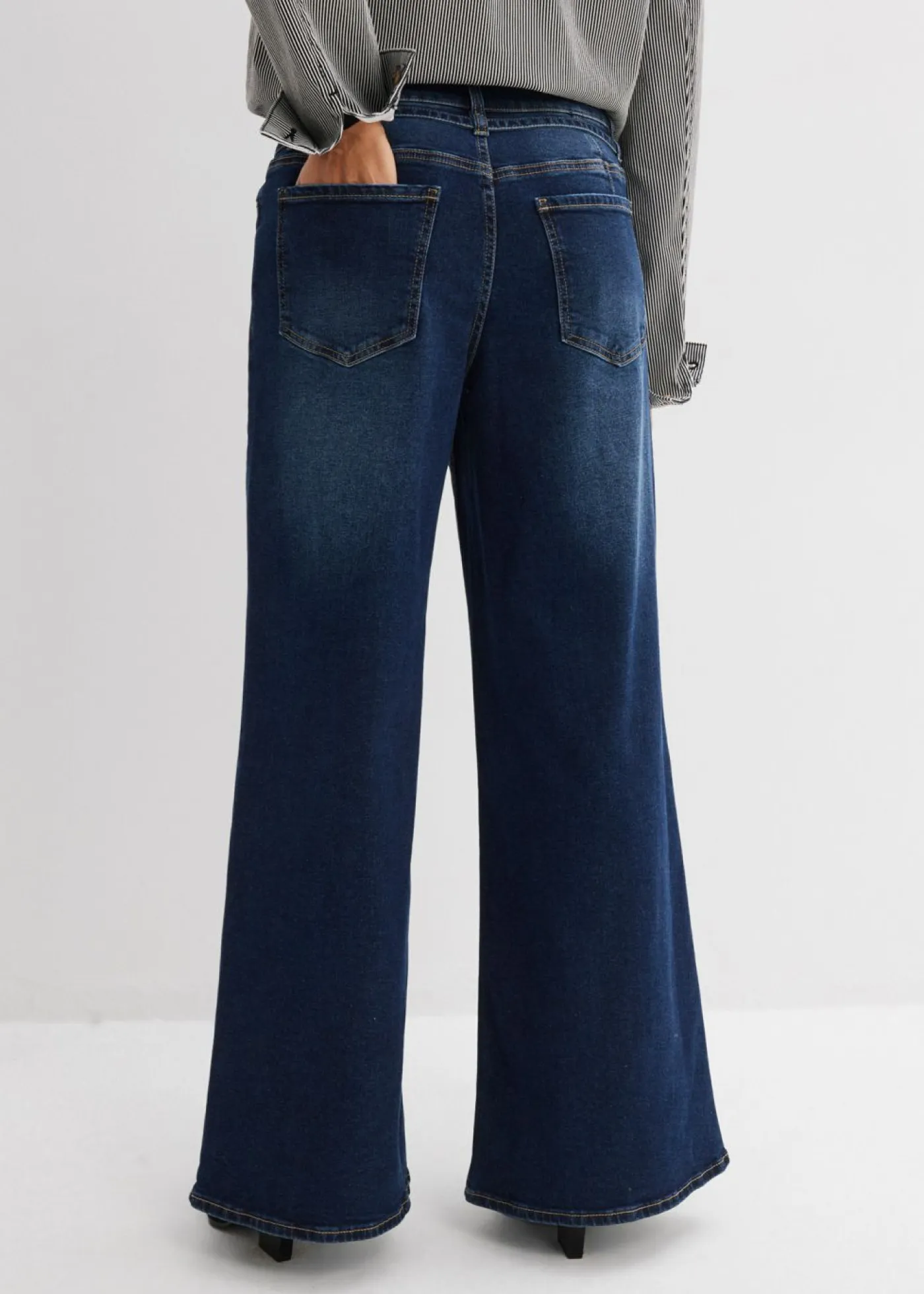Outlet Vaqueros de pernera ancha, mid waist Mujer Tallas Pequeñas