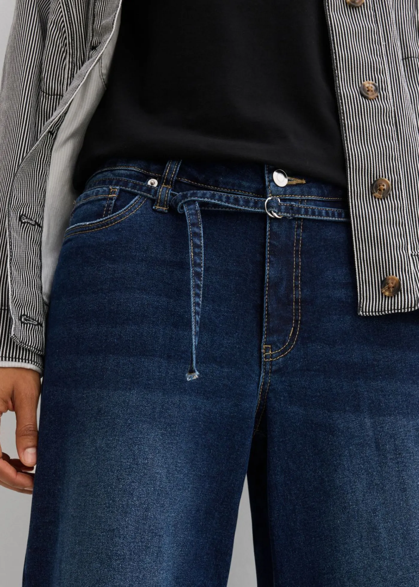 Outlet Vaqueros de pernera ancha, mid waist Mujer Tallas Pequeñas