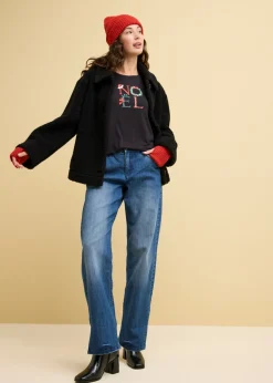Outlet Vaqueros de pernera ancha, high waist, cintura cómoda Mujer Vaqueros