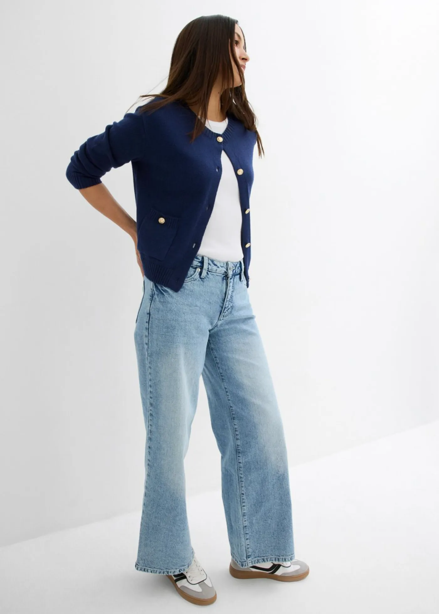 New Vaqueros de pernera ancha, mid waist, largo completo y low stretch Mujer Vaqueros|Tallas Pequeñas