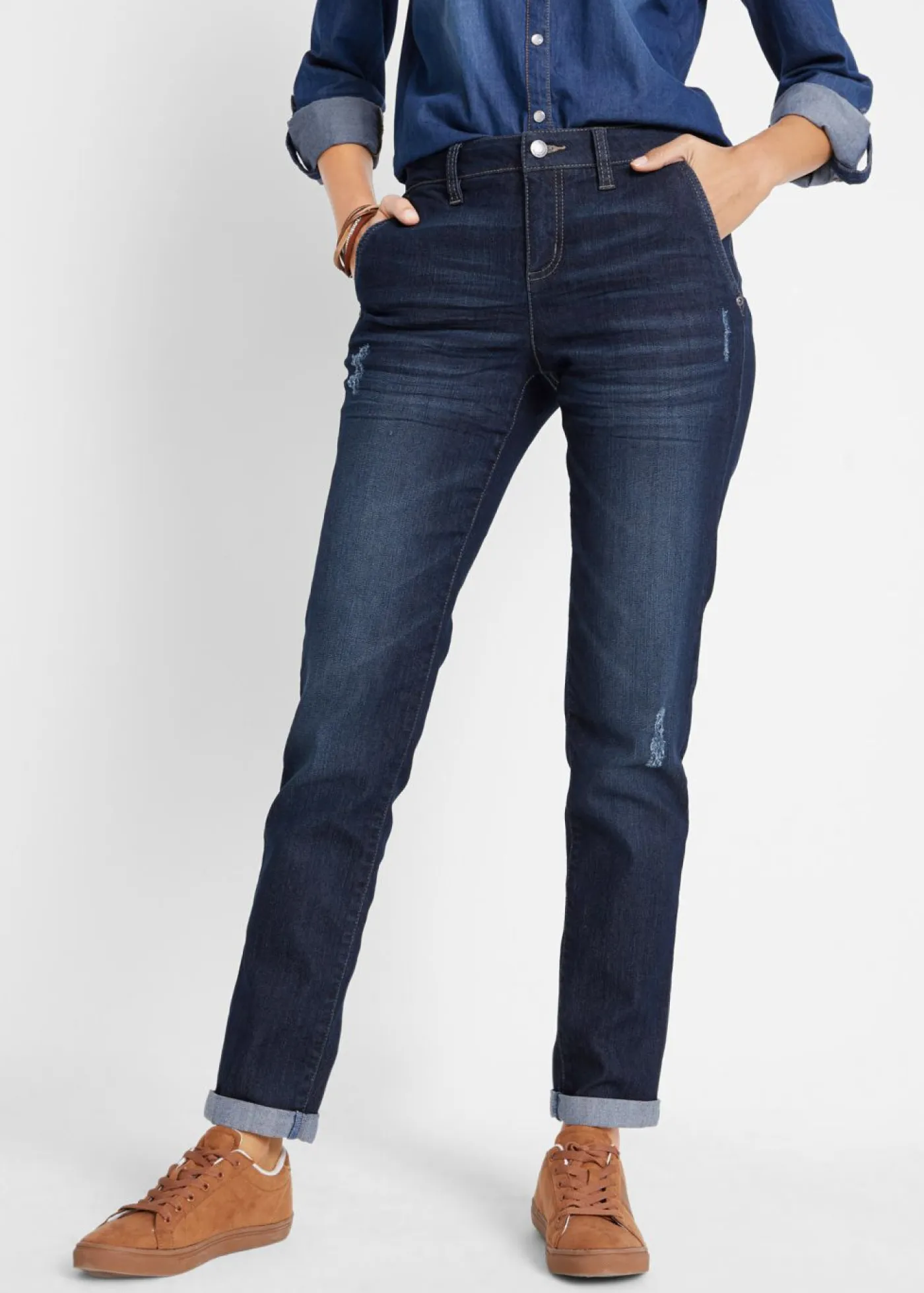 Best Vaqueros elásticos con corte boyfriend y talle medio Mujer Vaqueros