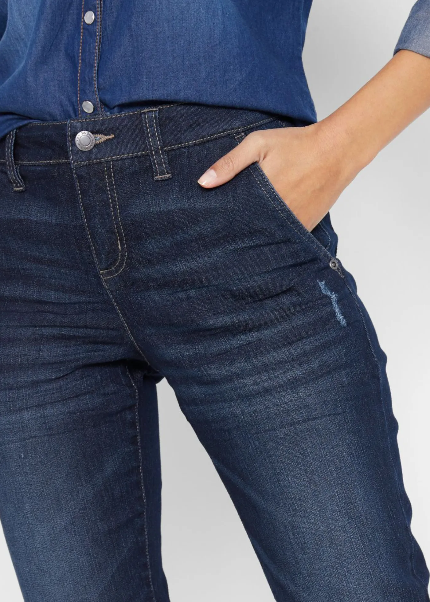 Best Vaqueros elásticos con corte boyfriend y talle medio Mujer Vaqueros