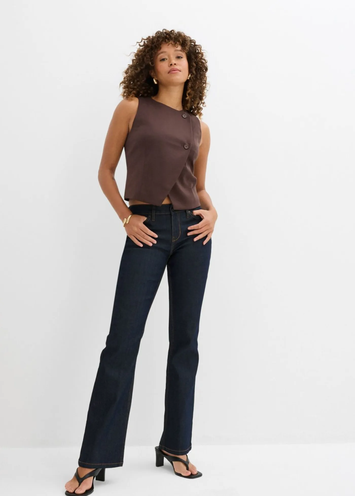 Online Vaqueros elásticos con corte bootcut y talle medio Mujer Vaqueros|Tallas Pequeñas