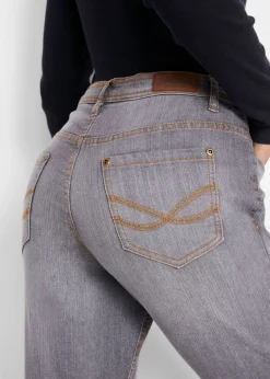 Vaqueros elásticos con corte mom y talle medio Mujer Vaqueros