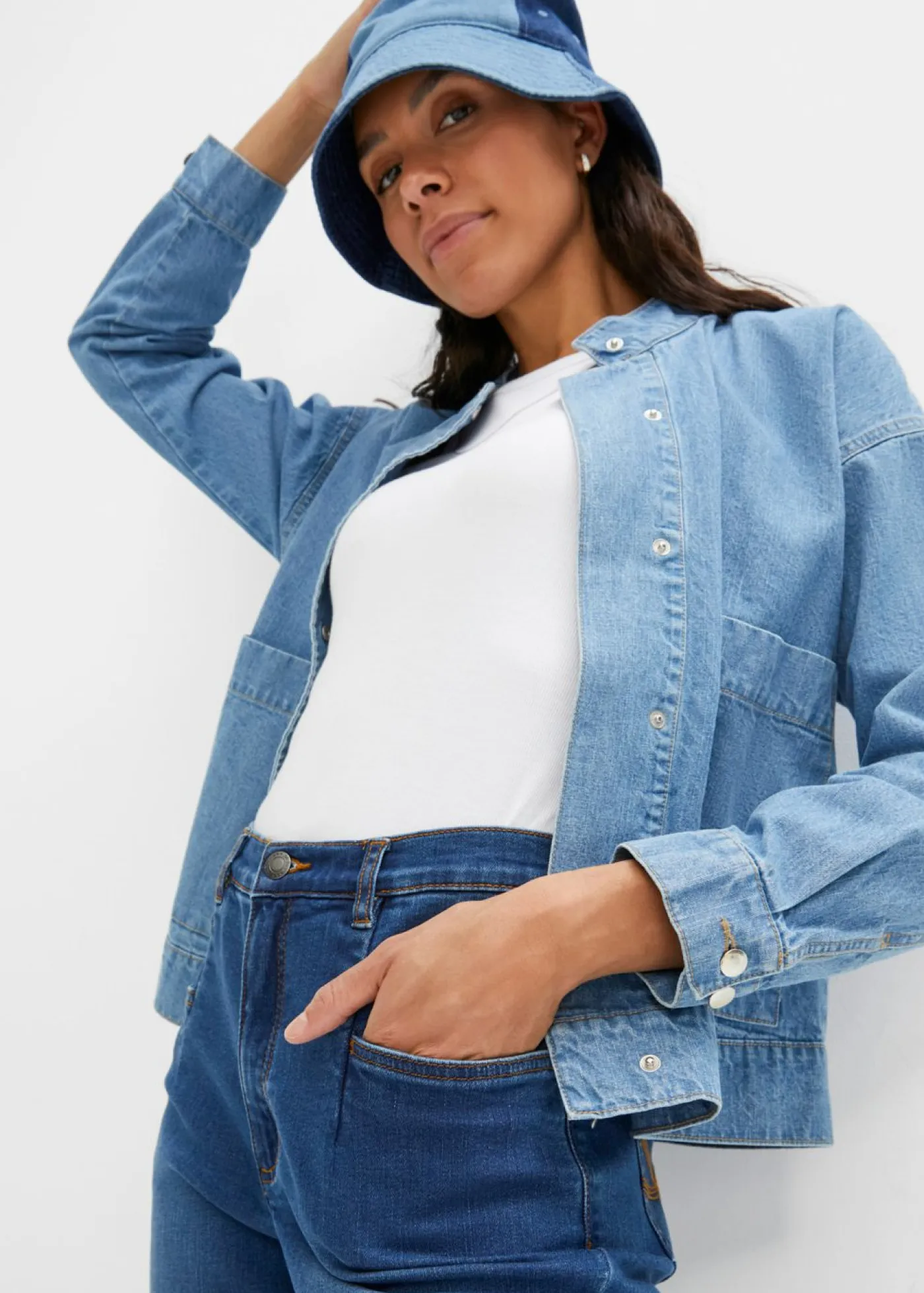 Hot Vaqueros elásticos de cintura alta y corte mom Mujer Vaqueros