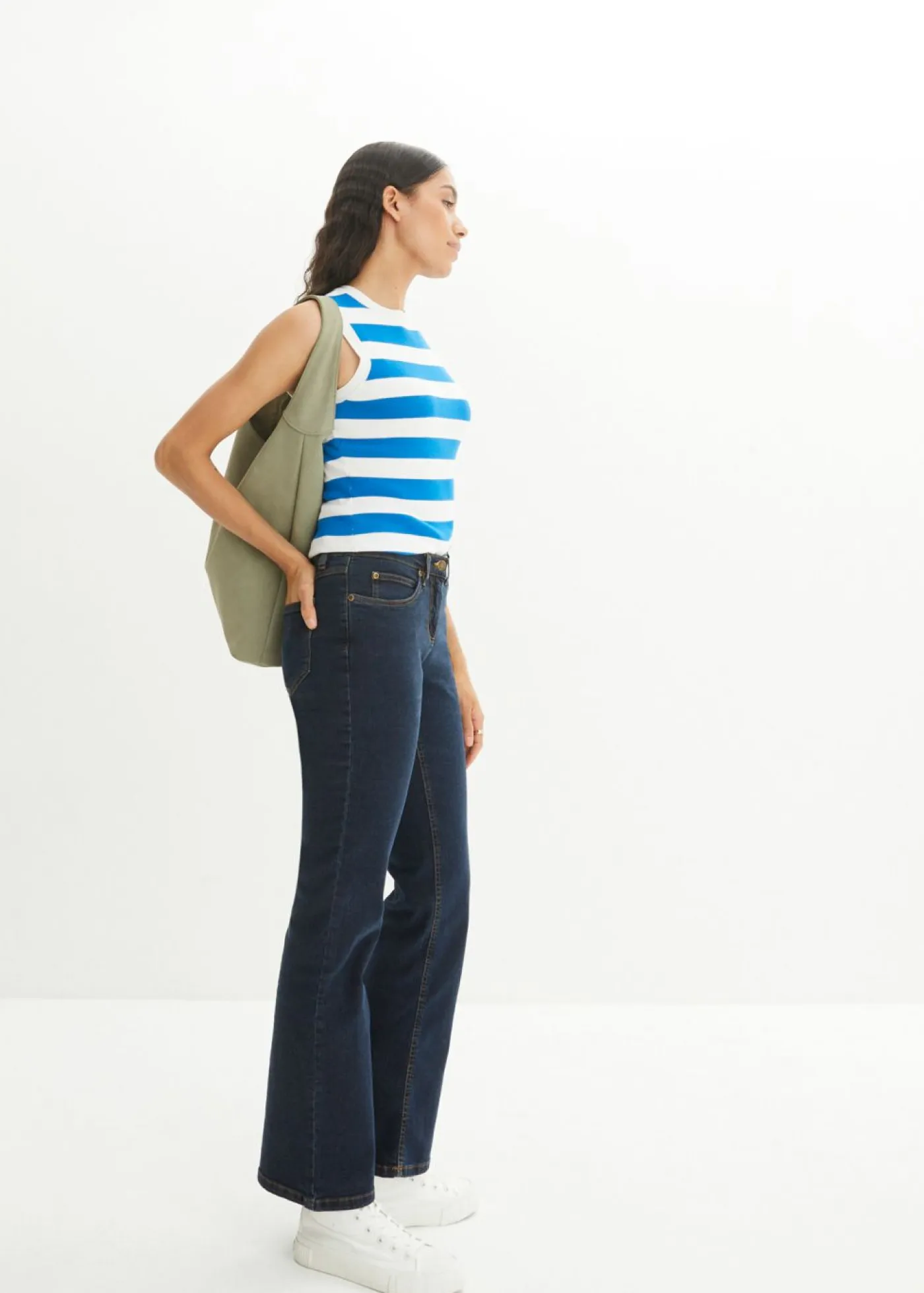 Online Vaqueros elásticos de talle alto con corte bootcut Mujer Vaqueros|Tallas Pequeñas