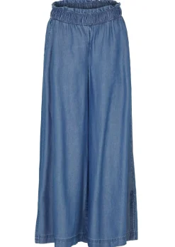 Online Vaqueros fluidos tipo palazzo con abertura lateral y largo capri Mujer Pantalones
