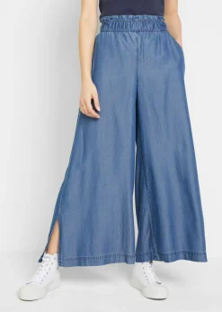 Online Vaqueros fluidos tipo palazzo con abertura lateral y largo capri Mujer Pantalones