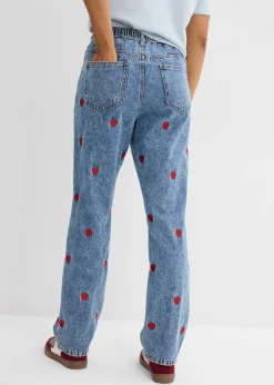 Online Vaqueros loose, straight, high waist, de algodón Mujer Vaqueros