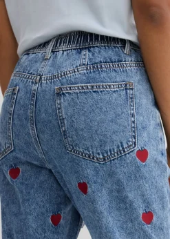 Online Vaqueros loose, straight, high waist, de algodón Mujer Vaqueros