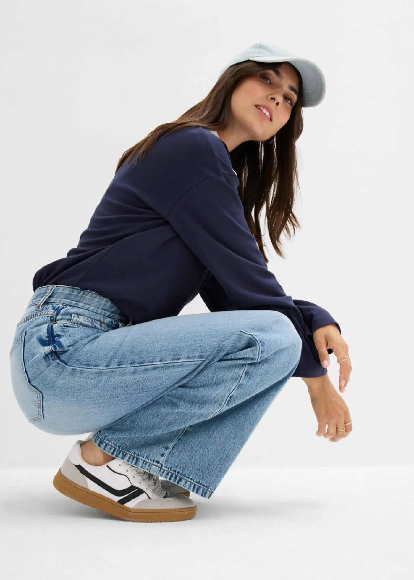 Discount Vaqueros low stretch con perneras anchas y tiro medio Mujer Vaqueros|Tallas Pequeñas