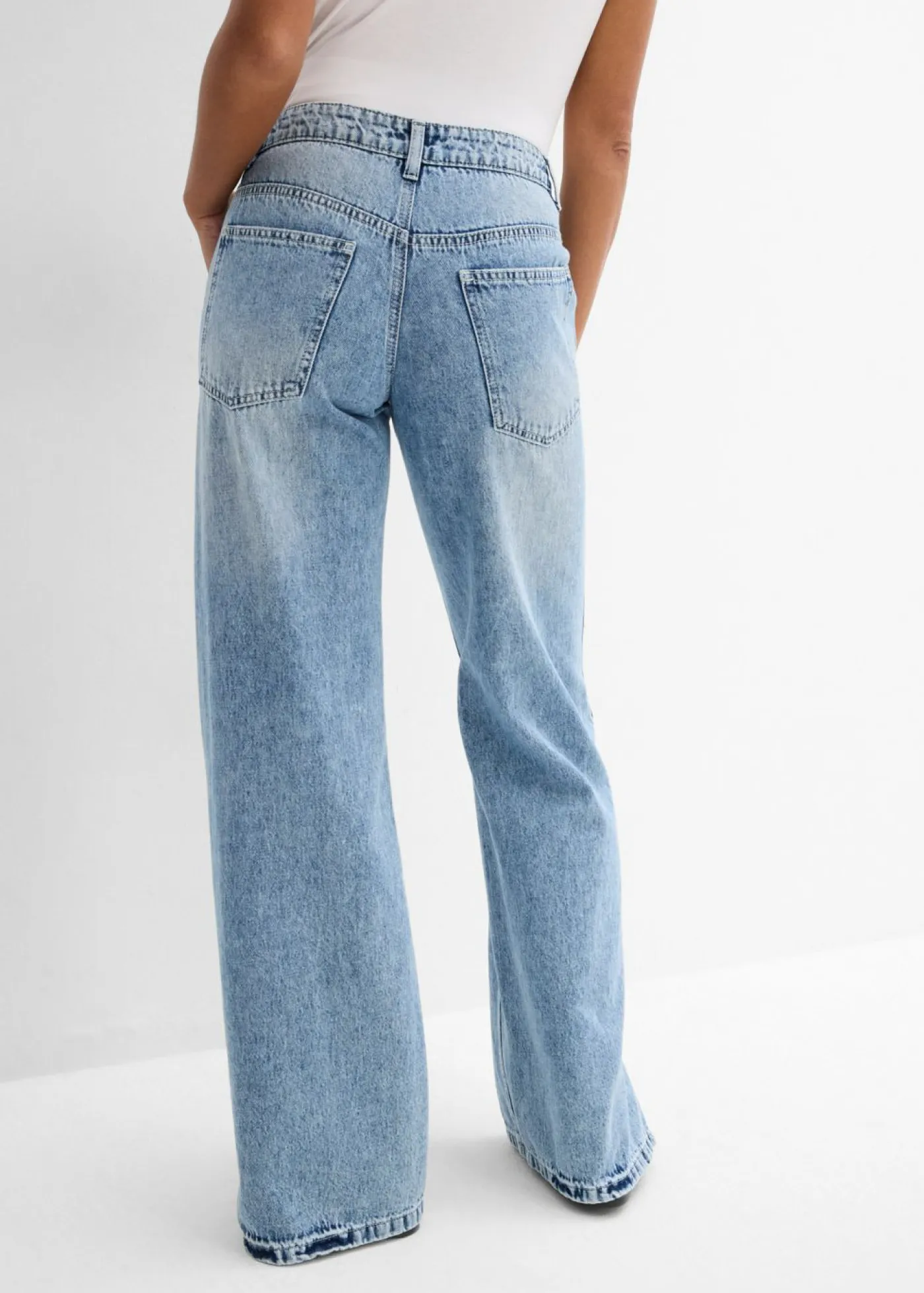 Online Vaqueros low stretch con corte holgado, talle medio y diseño recto Mujer Vaqueros