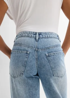 Online Vaqueros low stretch con corte holgado, talle medio y diseño recto Mujer Vaqueros