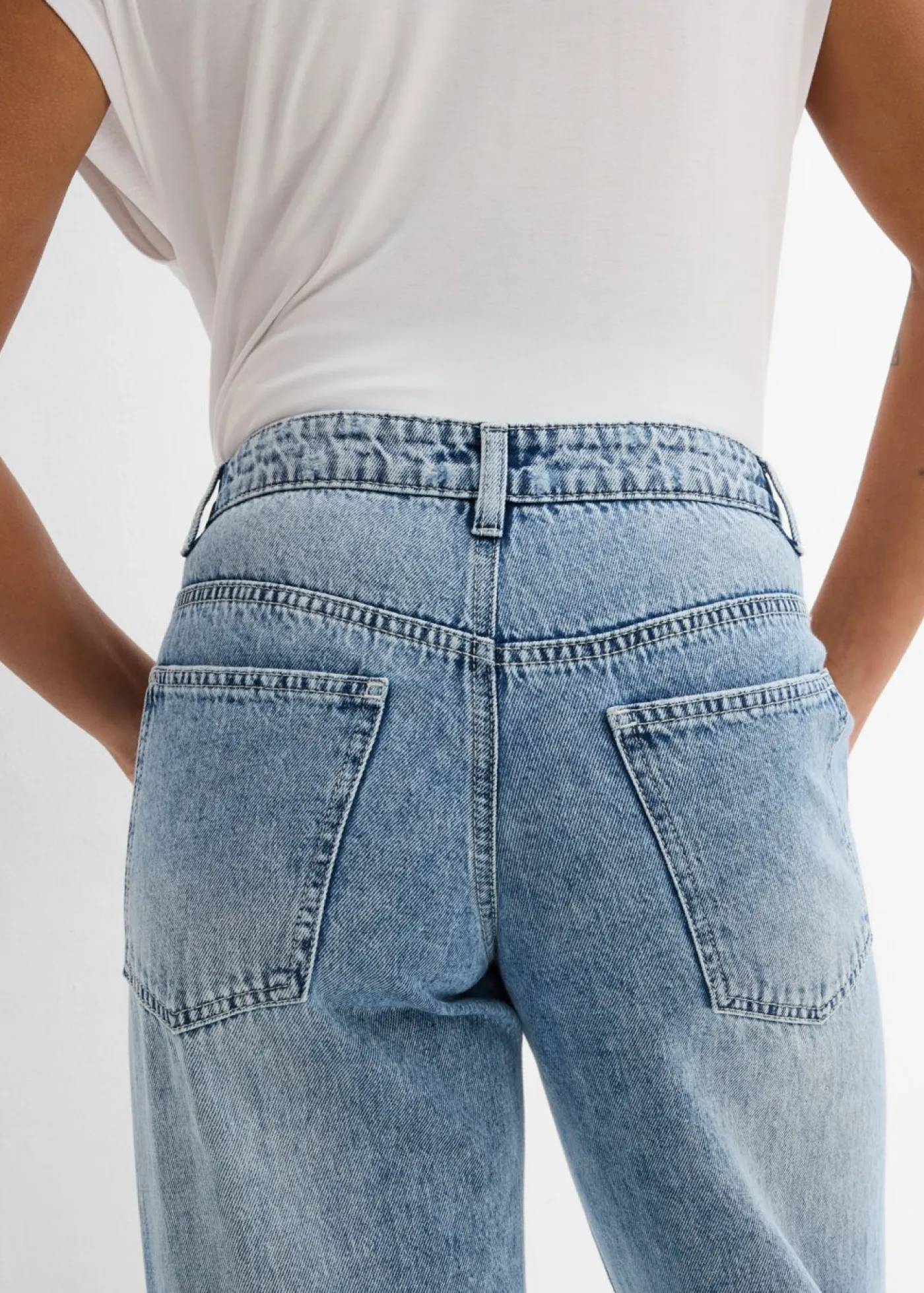 Online Vaqueros low stretch con corte holgado, talle medio y diseño recto Mujer Vaqueros