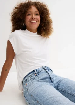 Online Vaqueros low stretch con corte holgado, talle medio y diseño recto Mujer Vaqueros