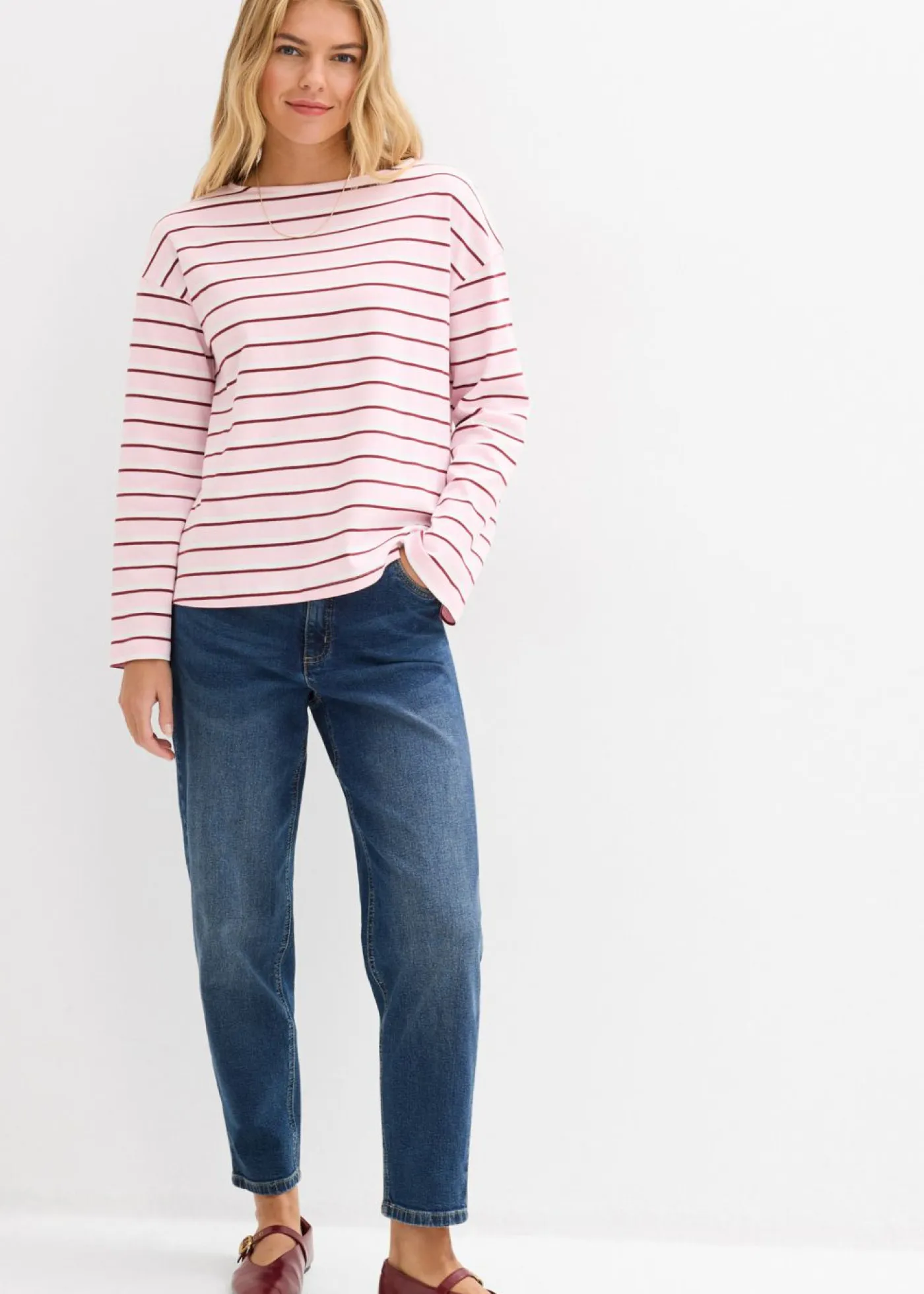Online Vaqueros mom, high waist, cropped Mujer Tallas Pequeñas