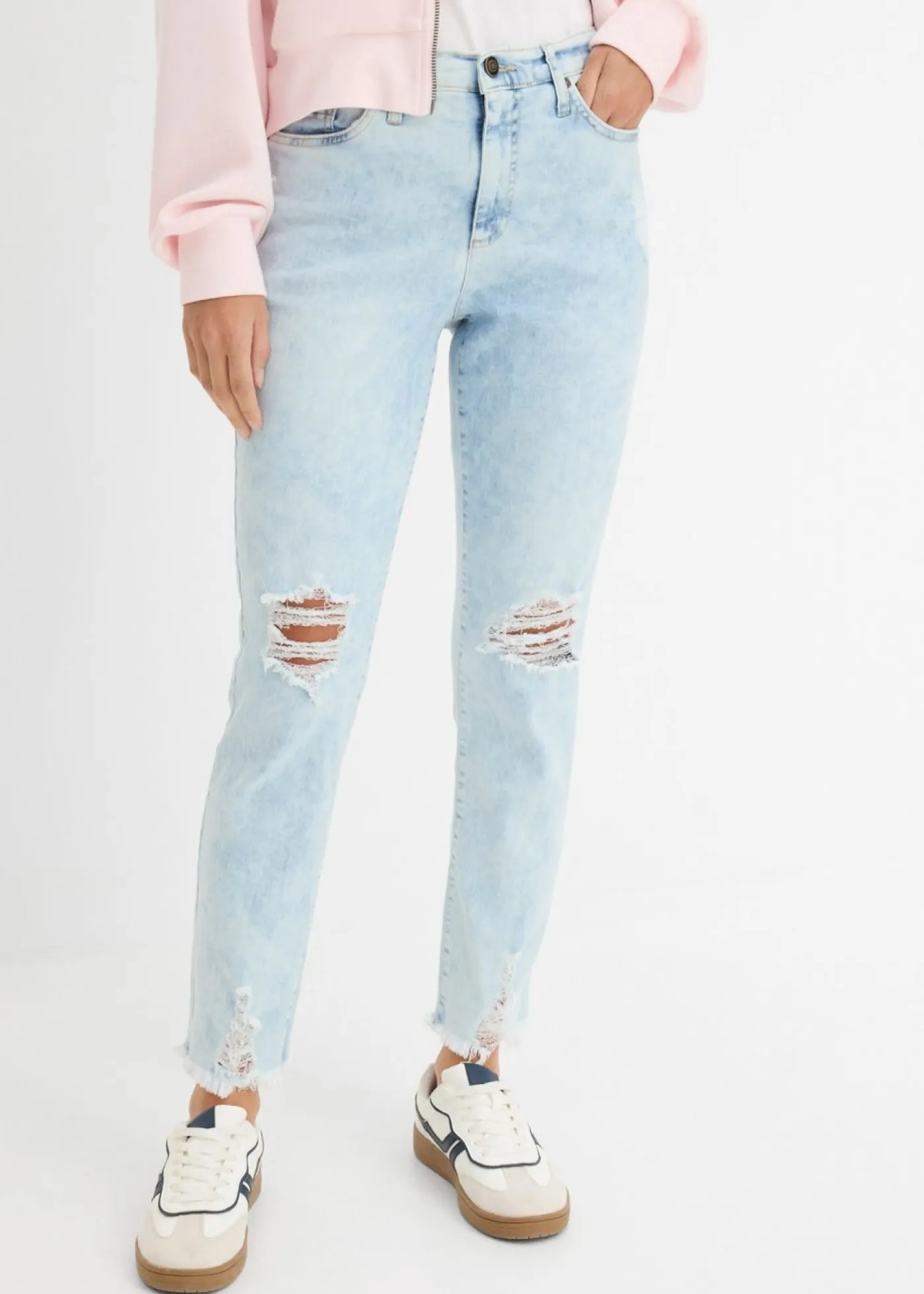Online Vaqueros mom, high waist, con efecto roto Mujer Vaqueros