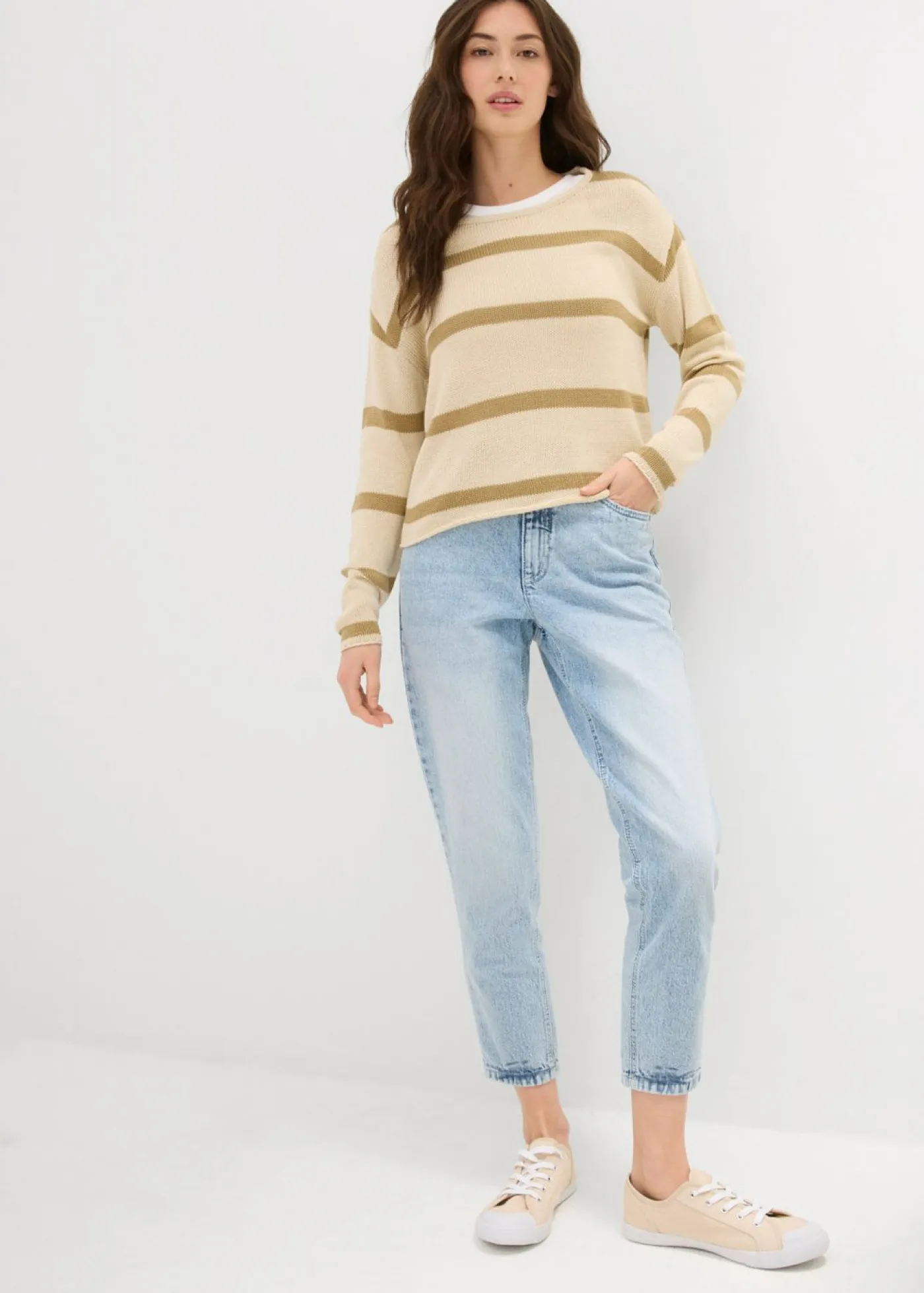 Clearance Vaqueros mom, high waist, low stretch, cropped Mujer Vaqueros