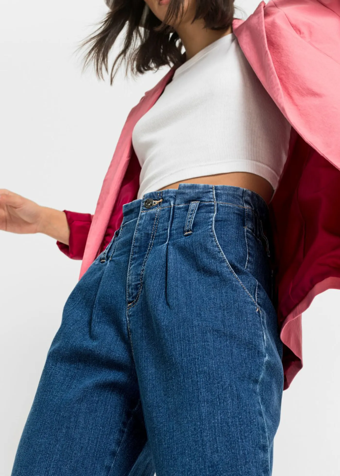 Hot Vaqueros mom, talle alto, elásticos Mujer Vaqueros