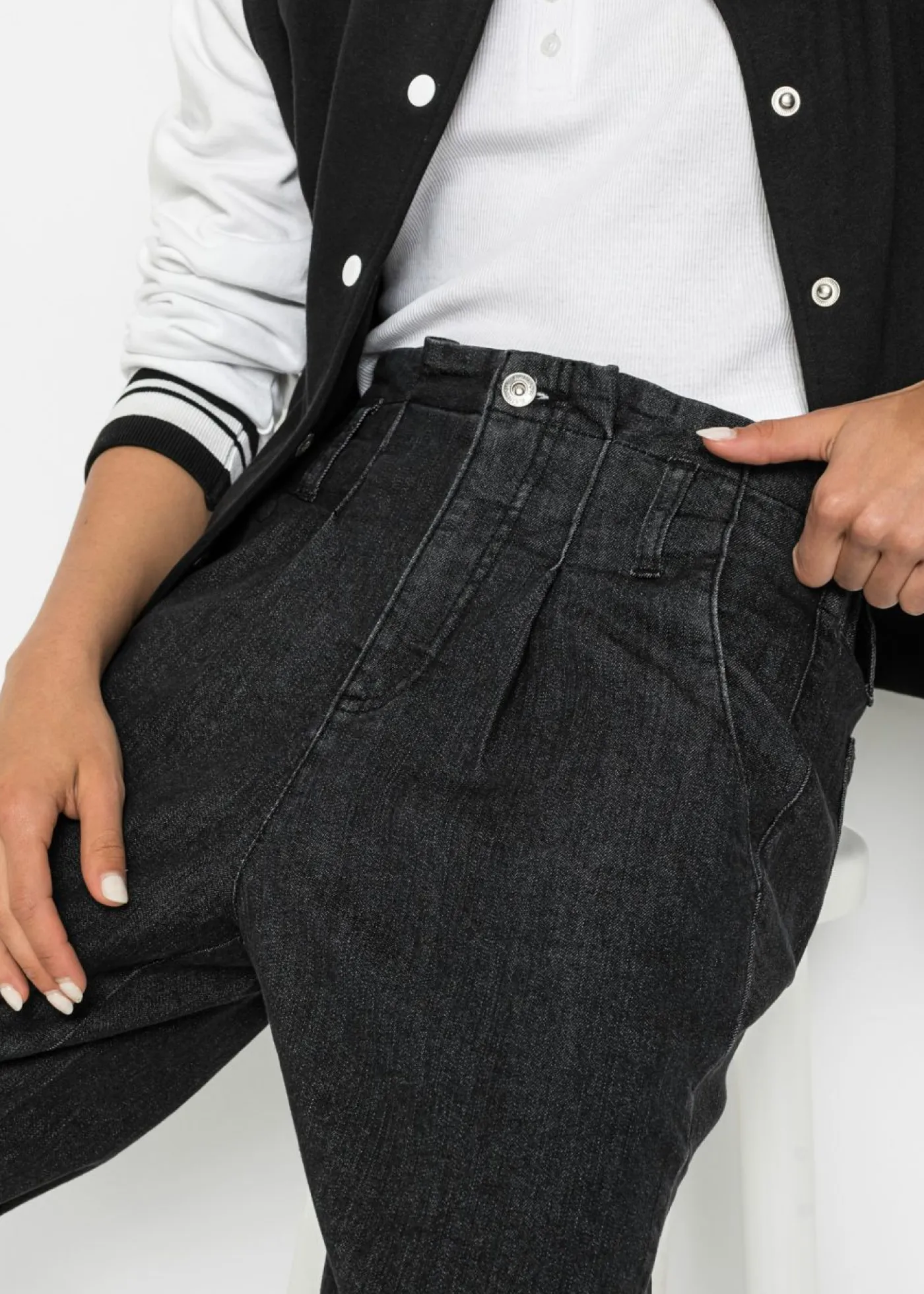 Outlet Vaqueros mom, talle alto, elásticos Mujer Vaqueros