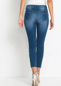 Vaqueros pitillo con largo acortado y talle medio Mujer Vaqueros