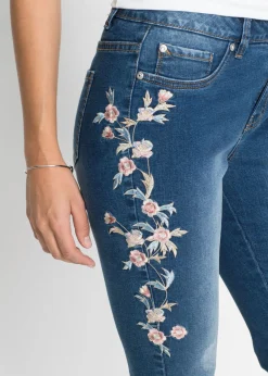 Vaqueros pitillo con largo acortado y talle medio Mujer Vaqueros