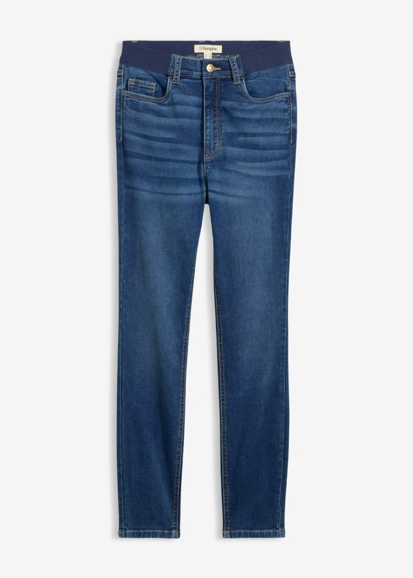 Sale Vaqueros pitillo con talle medio y cinturilla cómoda Mujer Vaqueros|Tallas Pequeñas