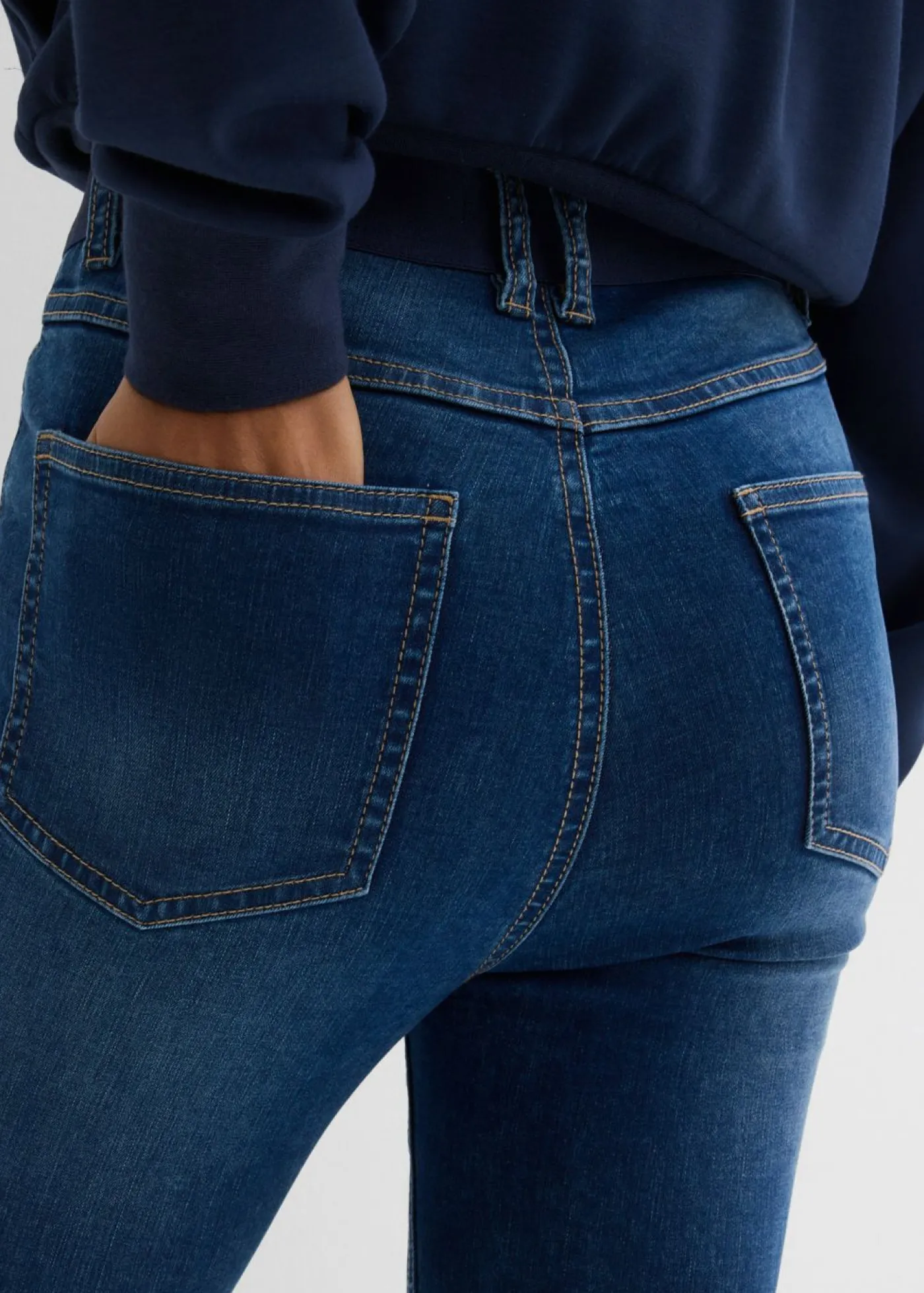 Sale Vaqueros pitillo con talle medio y cinturilla cómoda Mujer Vaqueros|Tallas Pequeñas