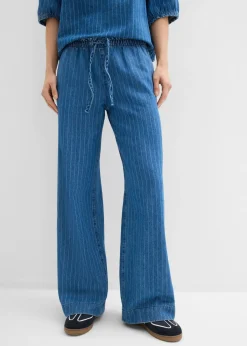 Online Vaqueros pull on, wide leg en algodón Mujer Novedades|Vaqueros