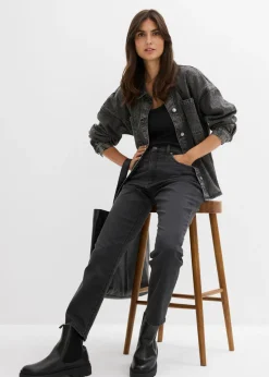 Online Vaqueros rectos con talle alto y largo cropped Mujer Vaqueros