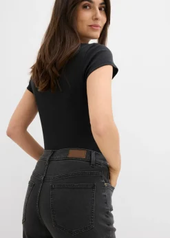 Online Vaqueros rectos con talle alto y largo cropped Mujer Vaqueros