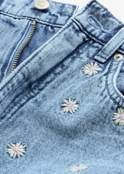 Sale Vaqueros rectos de algodón con talle alto Mujer Vaqueros