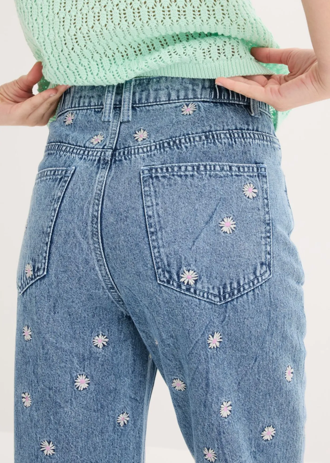 Best Vaqueros rectos de algodón con talle alto Mujer Tallas Pequeñas|Novedades