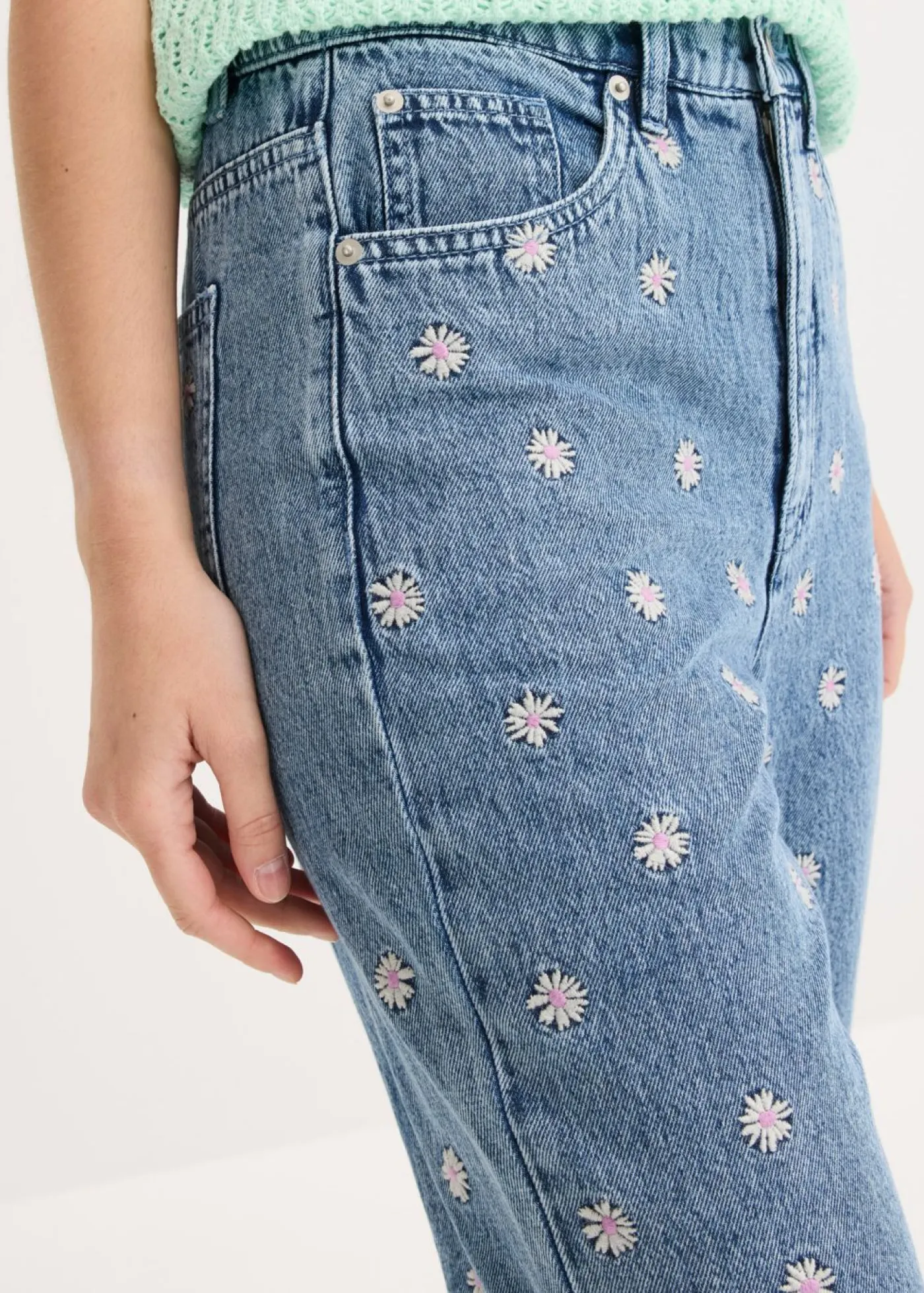 Best Vaqueros rectos de algodón con talle alto Mujer Tallas Pequeñas|Novedades
