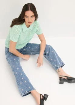 Best Vaqueros rectos de algodón con talle alto Mujer Tallas Pequeñas|Novedades