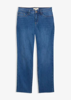 Hot Vaqueros rectos de algodón orgánico con talle medio y largo cropped Mujer Vaqueros