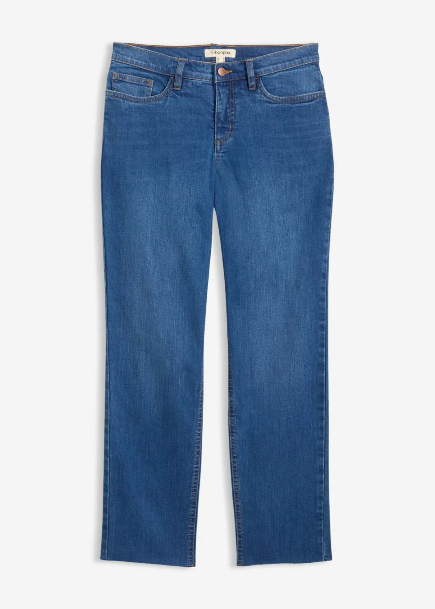 Hot Vaqueros rectos de algodón orgánico con talle medio y largo cropped Mujer Vaqueros