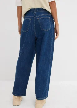 Sale Vaqueros rectos de talle alto con cinturilla cómoda y corte barrel Mujer Vaqueros