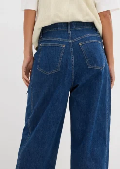 Sale Vaqueros rectos de talle alto con cinturilla cómoda y corte barrel Mujer Vaqueros
