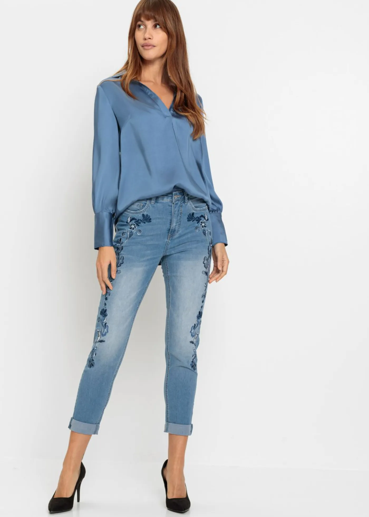 Discount Vaqueros slim fit, mid waist, cropped Mujer Vaqueros