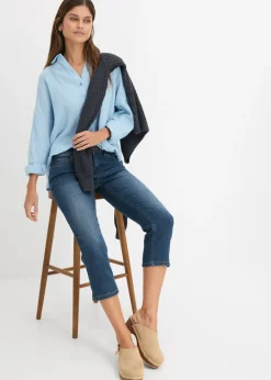 Discount Vaqueros slim fit, talle medio, cropped Mujer Vaqueros