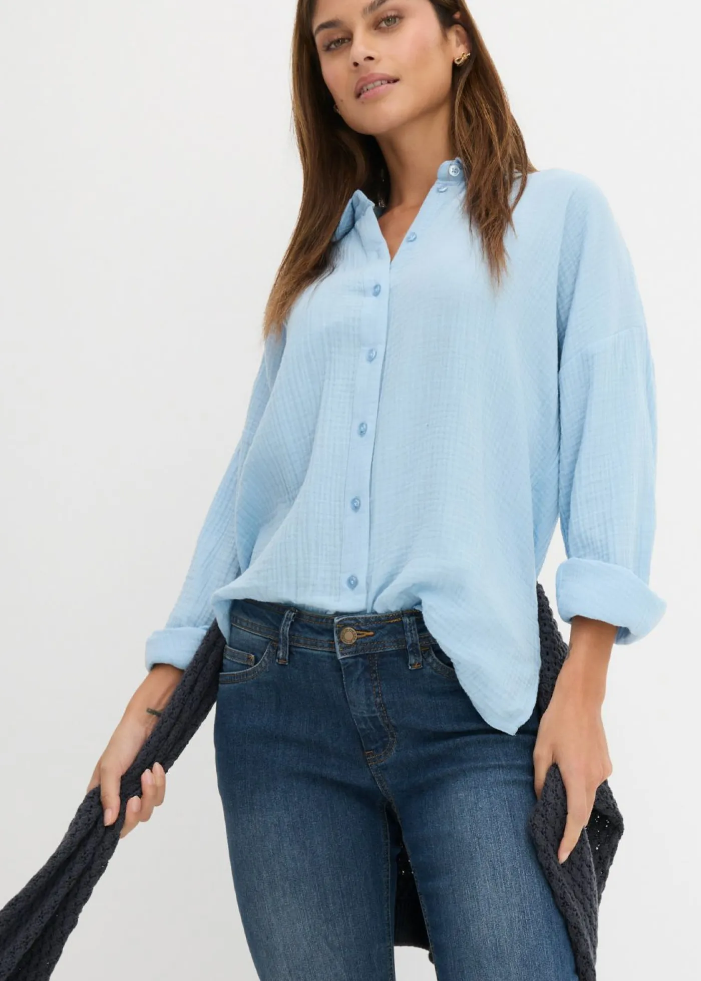 Discount Vaqueros slim fit, talle medio, cropped Mujer Vaqueros