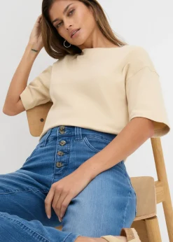 Discount Vaqueros straight, high waist, elásticos Mujer Vaqueros|Novedades