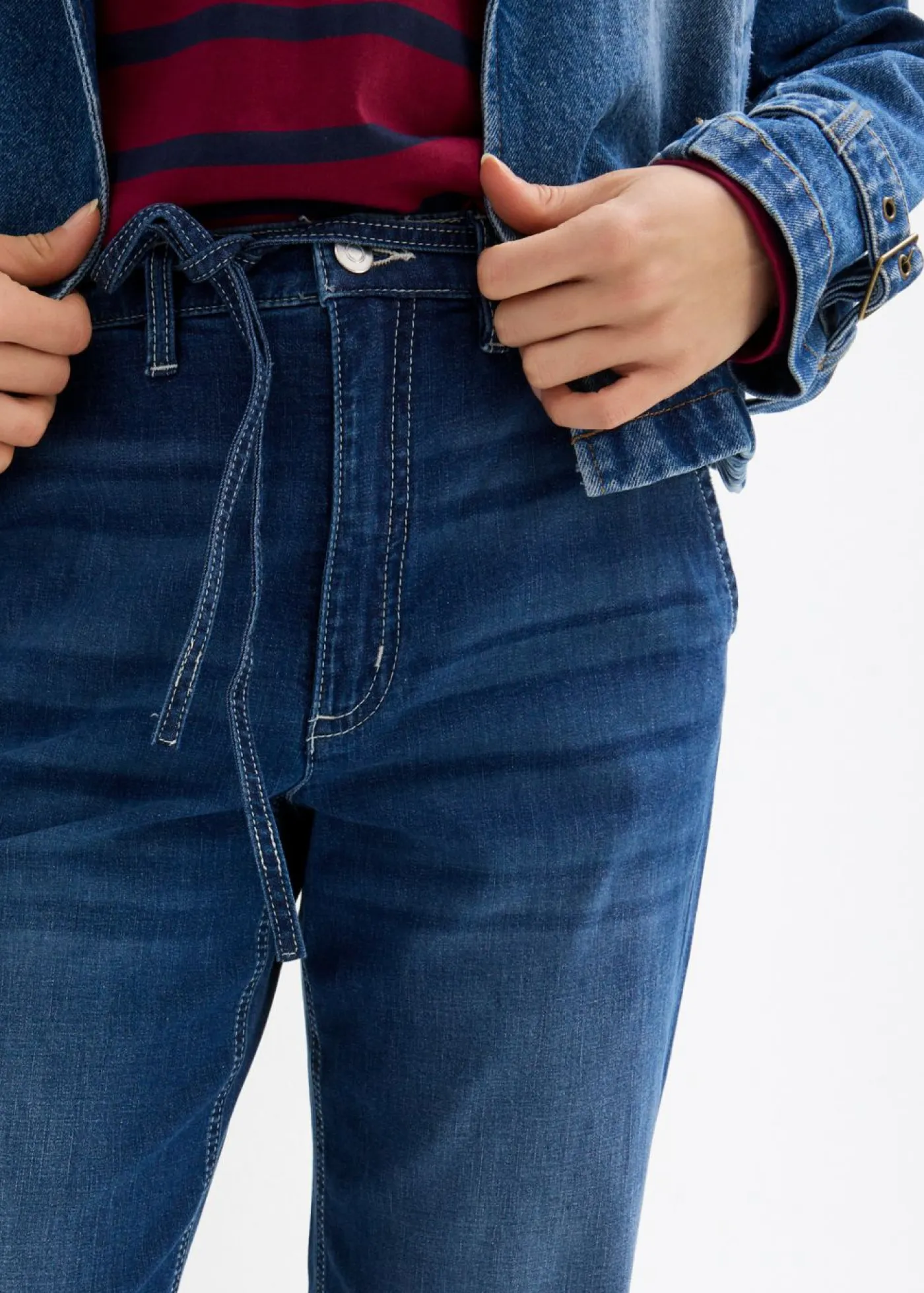 Outlet Vaqueros straight, loose fit, high waist, con cintura cómoda Mujer Vaqueros