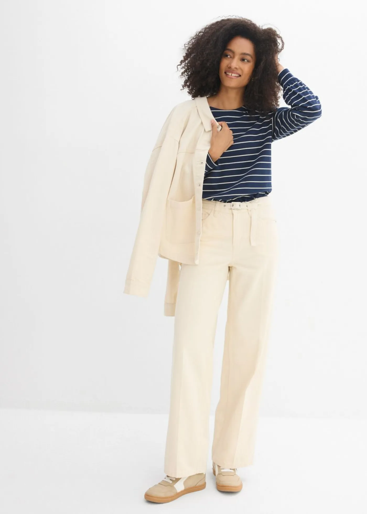 Vaqueros straight, loose, mid waist, de algodón Mujer Vaqueros|Tallas Pequeñas
