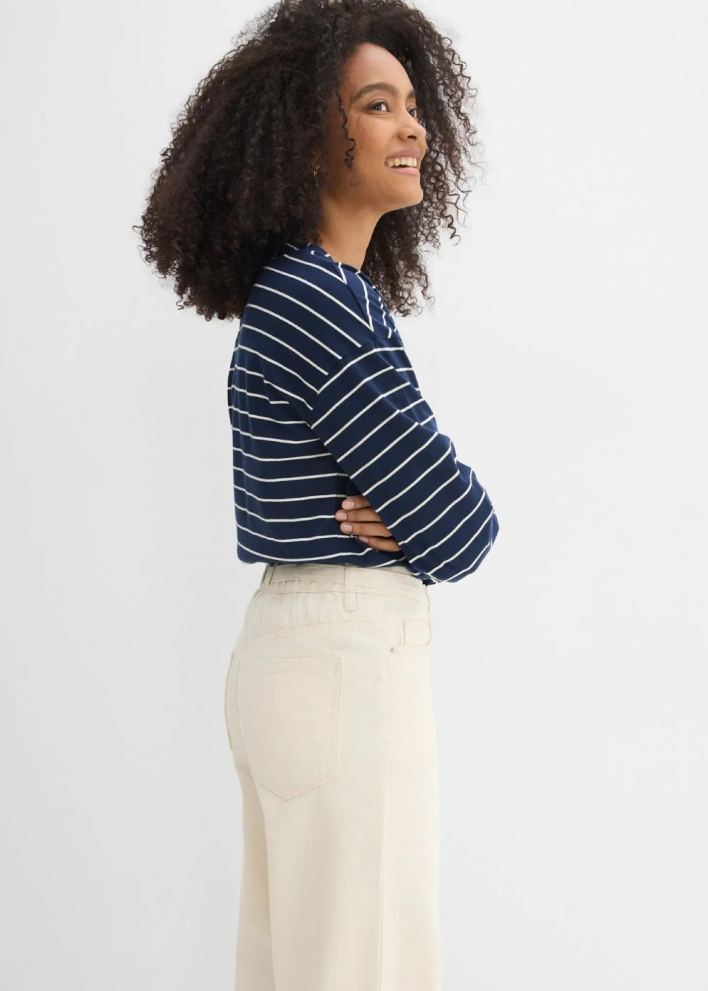 Vaqueros straight, loose, mid waist, de algodón Mujer Vaqueros|Tallas Pequeñas